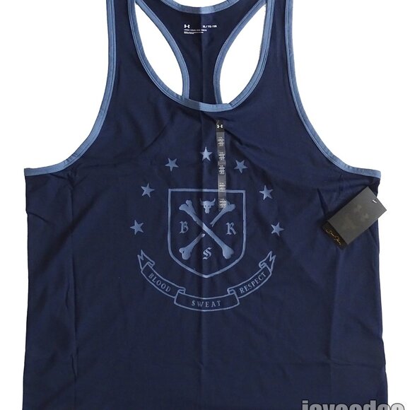 $55 UNDER ARMOUR PROJECT ROCK GYM TANK TRAINING 1380109-410 NAVY/HUSHED BLUE 2XL - Picture 5 of 6